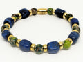 AEGEAN Silver 925 Bracelet, Gold plated, Lapis Lazuli square jasper Stone | Castello Jewels