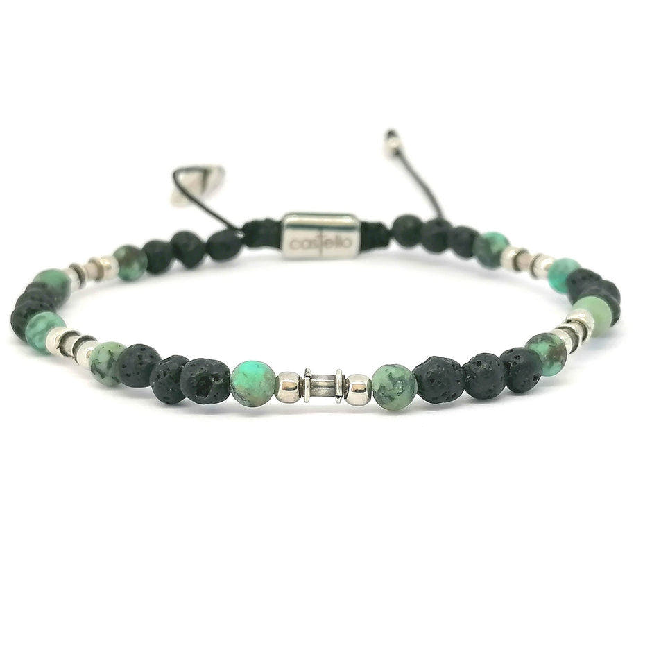 Lava & African Turquoise Bracelet, Handmade, 4mm | Castello Jewels