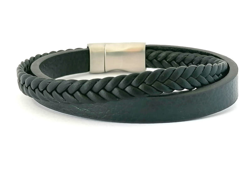 Black Multi-Strand Braided Leather Bracelet, Custom