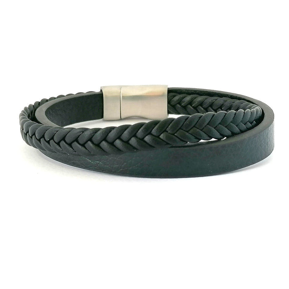 Black Multi-Strand Braided Leather Bracelet, Custom | Castello Jewels