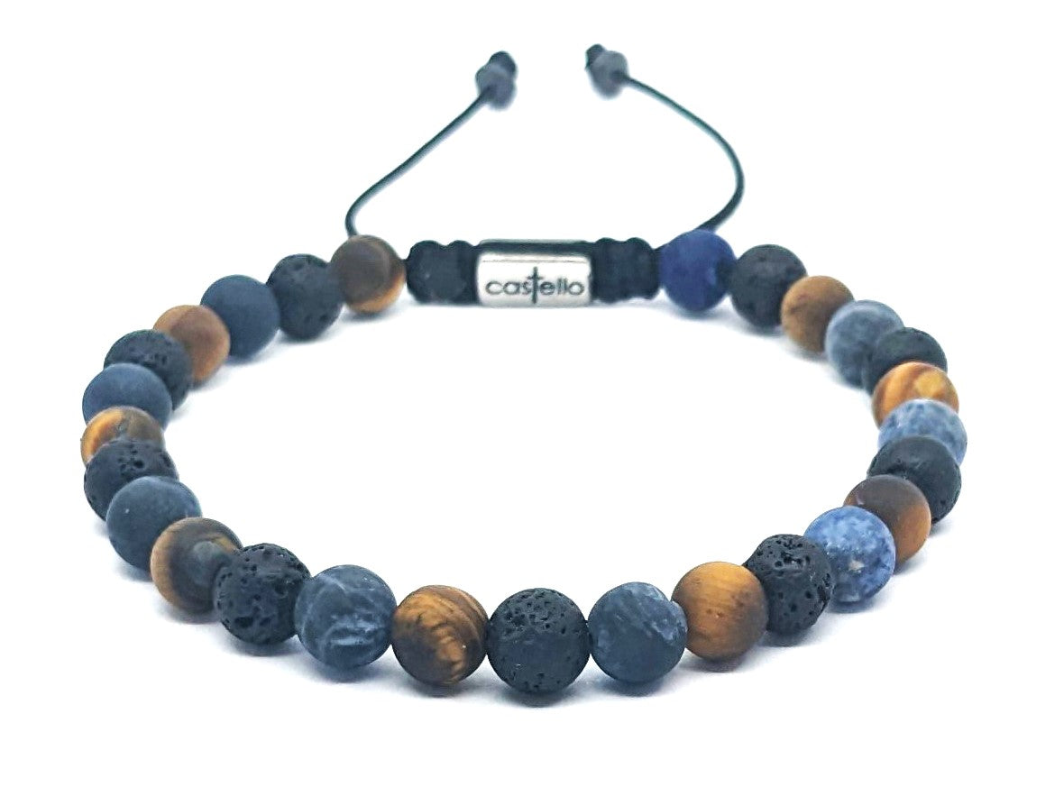 Hand Made Bracelet Lava, Sodalite, Tiger Eye Mat stone 6mm | Castello Jewels