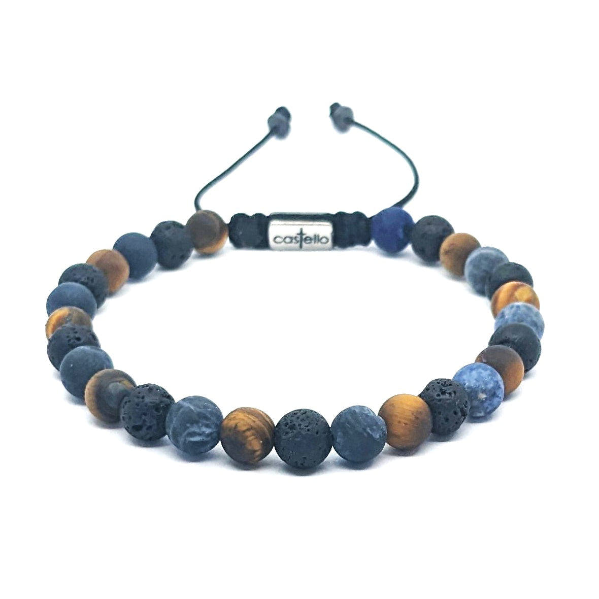 Lava, Sodalite & Tiger's Eye Gemstone Bracelet, 6mm | Castello Jewels