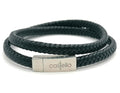 Black Multilayer Braided Leather Bracelet, Stainless Steel Clasp | Castello Jewels