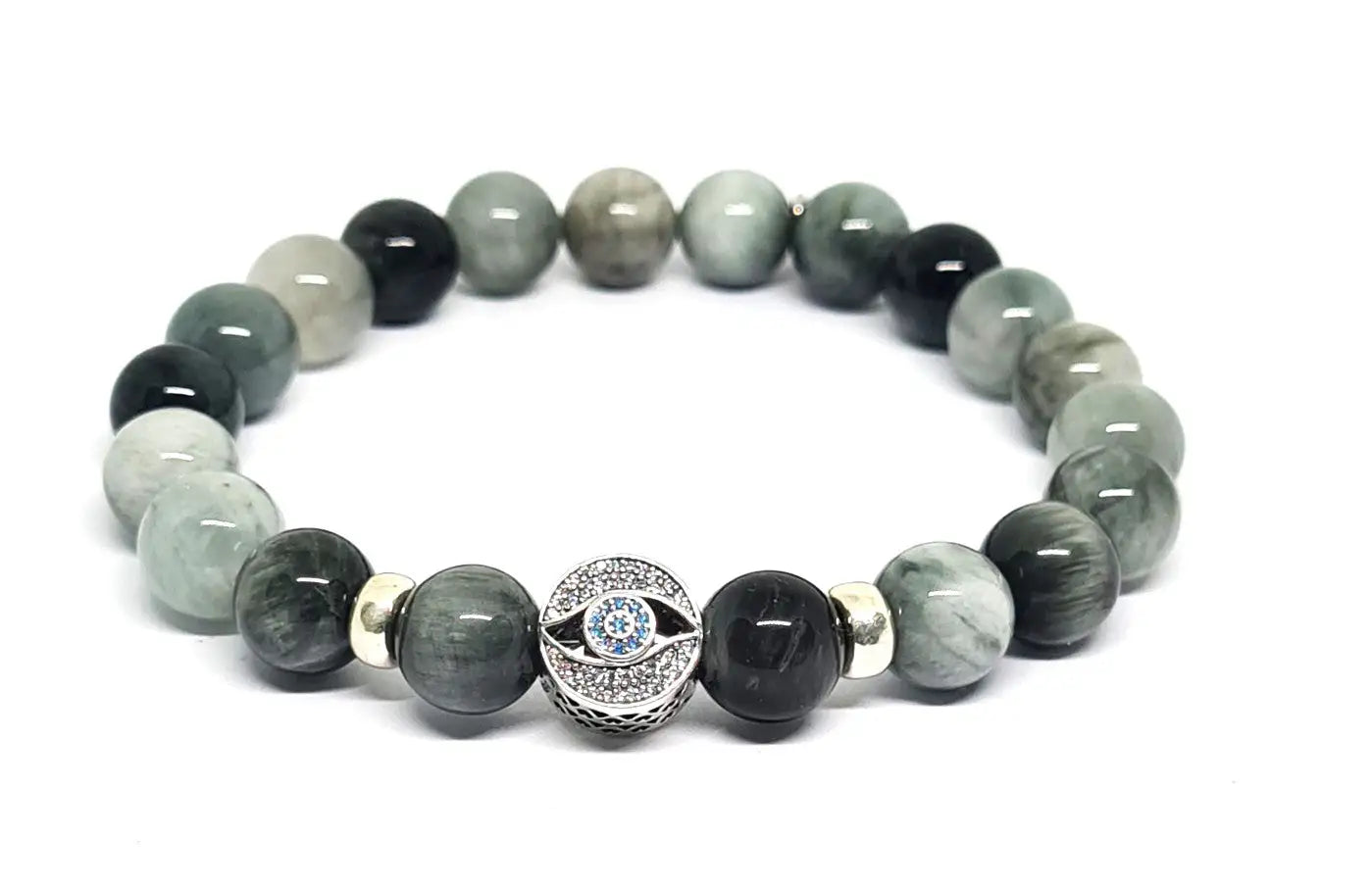Hand Made Bracelet Silver 925' Eagle Eye stone 10mm | Castello Jewels