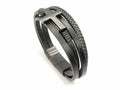 Cross Black Braided Leather Bracelet, Stainless Steel Clasp | Castello Jewels