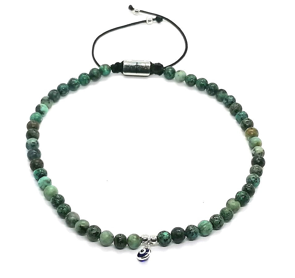 Hand Made Anklets Silver Eye, Africa Turquoise stone 4mm | Castello Jewels