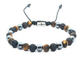 Hand Made Bracelet Hematite, Tiger Eye, Lava stone 6mm | Castello Jewels