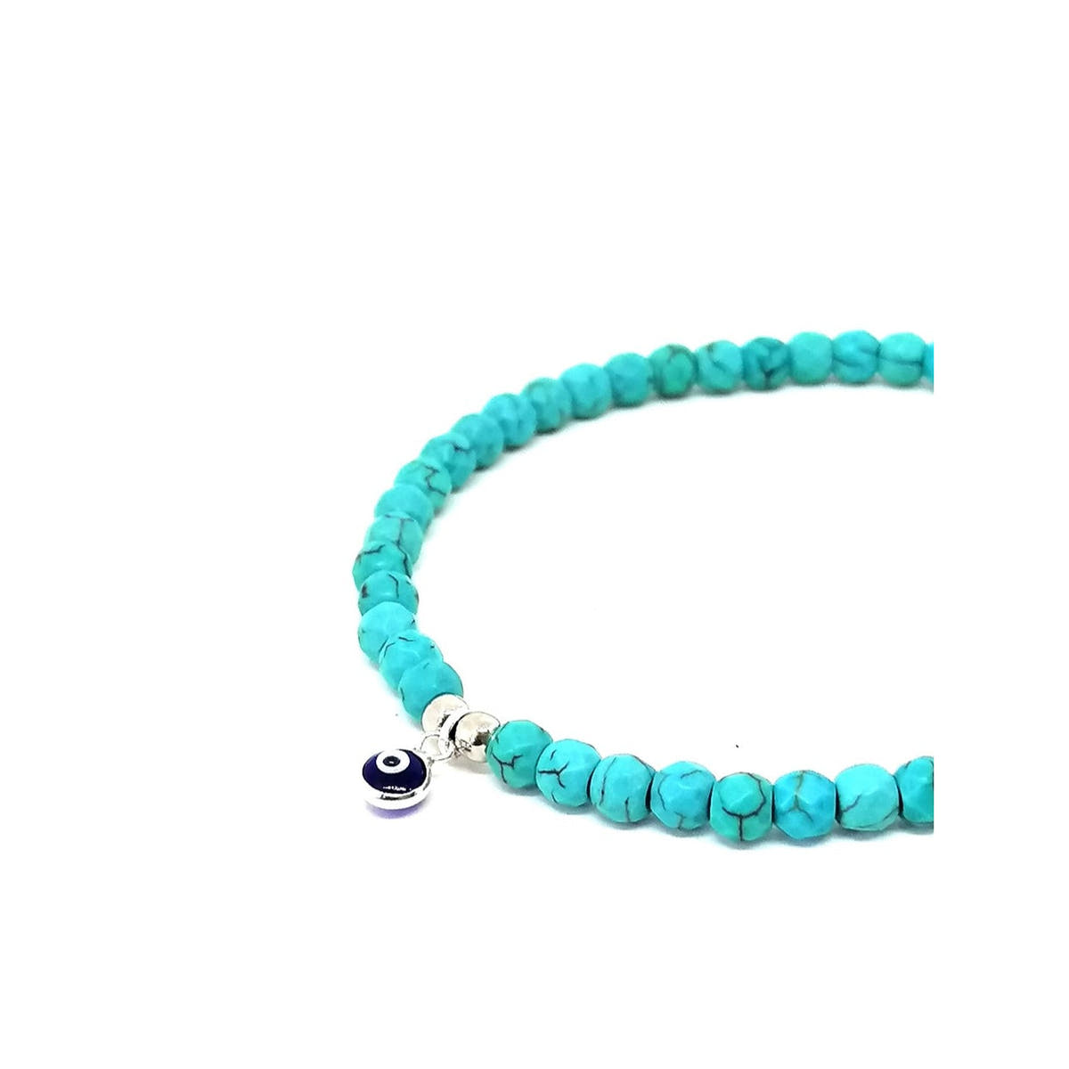 Turquoise Evil Eye Bracelet, Sterling Silver, 4mm, view 2 | Castello Jewels