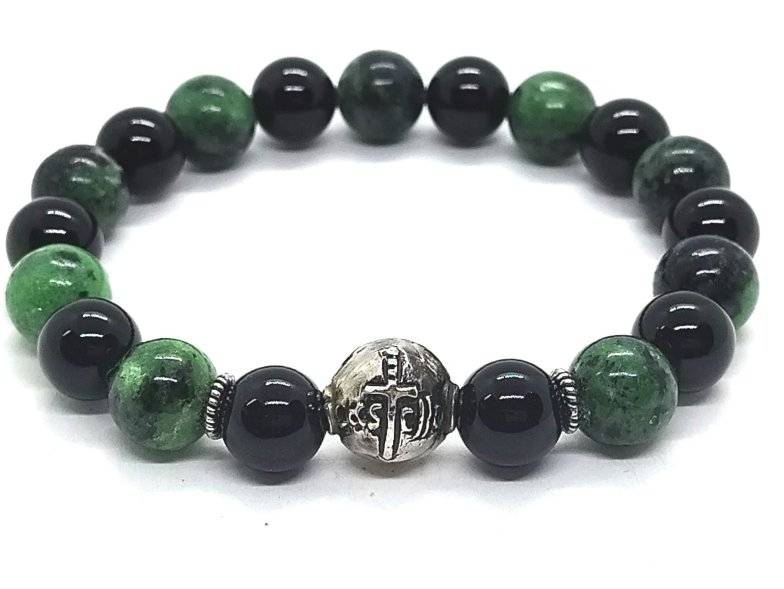Bracelet Chic 925 Silver, Rubyzoisite stone 10mm | Castello Jewels