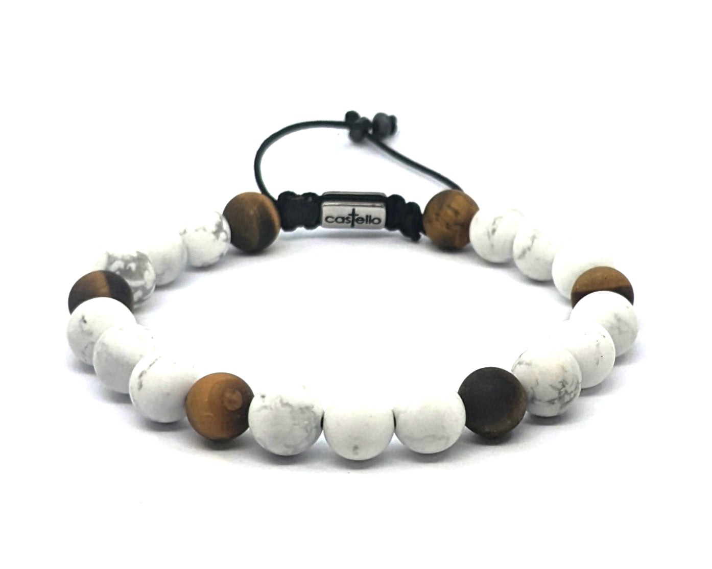 Gemstone Bracelet Howlite-Tiger's eye, stone 8mm | Castello Jewels