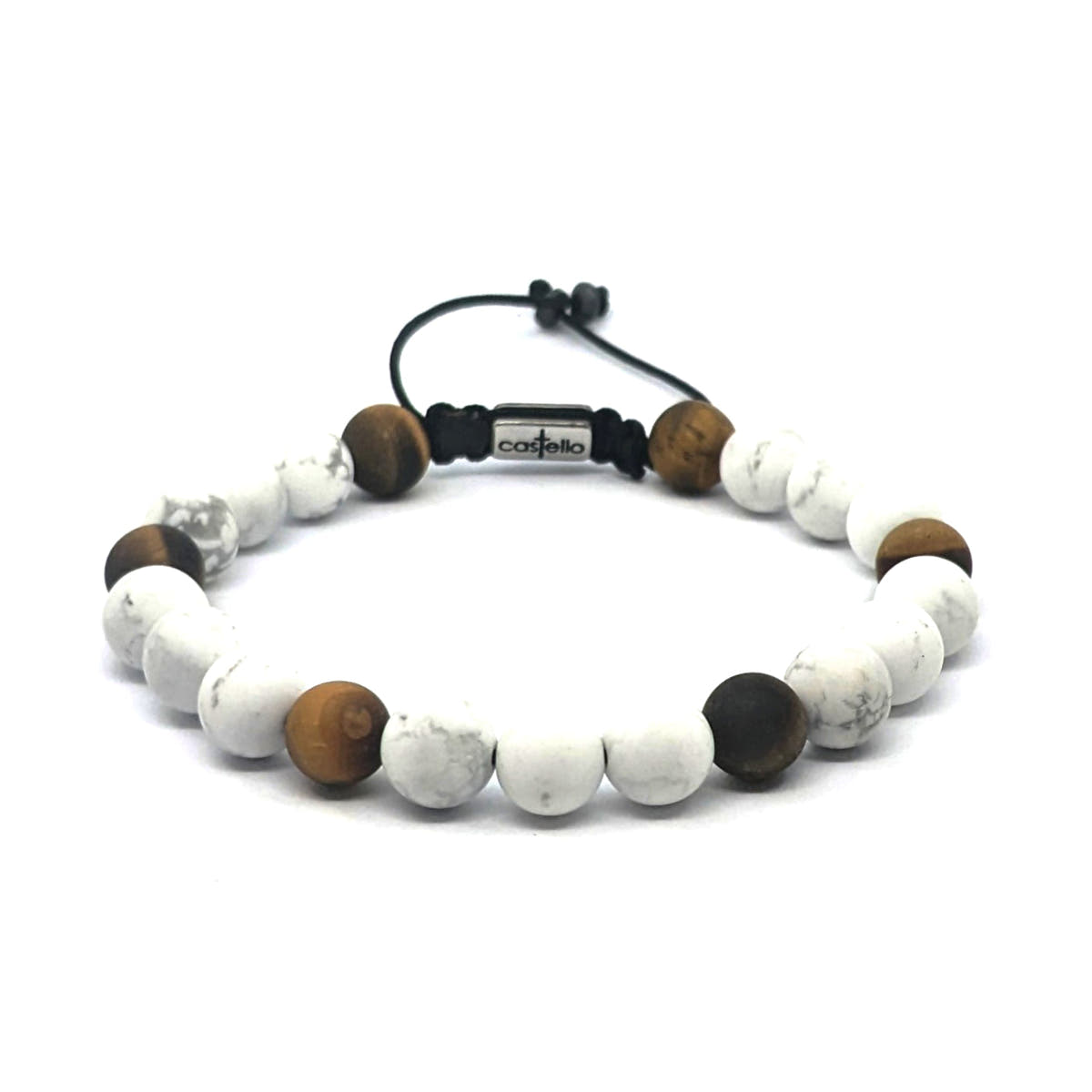 Howlite & Tiger's Eye Stacking Bracelet, 8mm | Castello Jewels