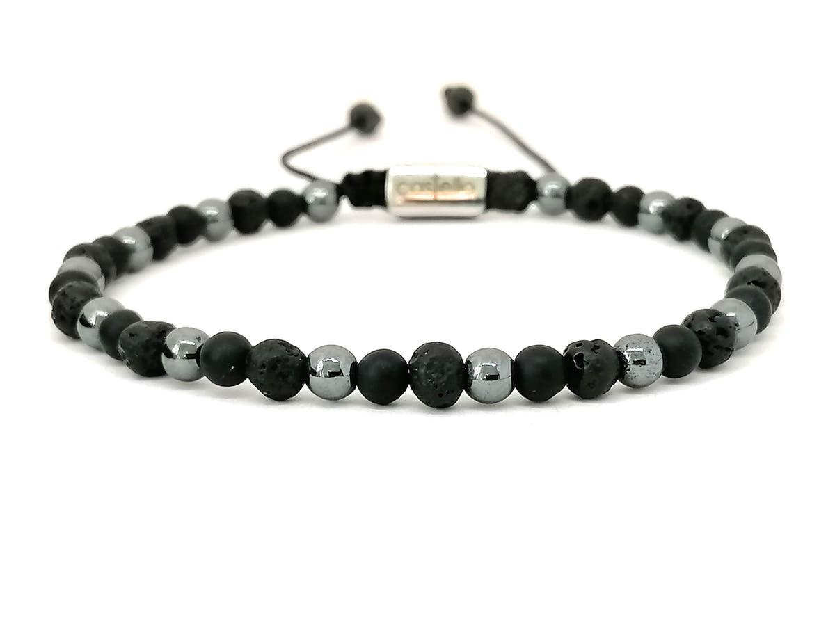 Onyx, Lava & Hematite Bracelet, 4mm | Castello Jewels