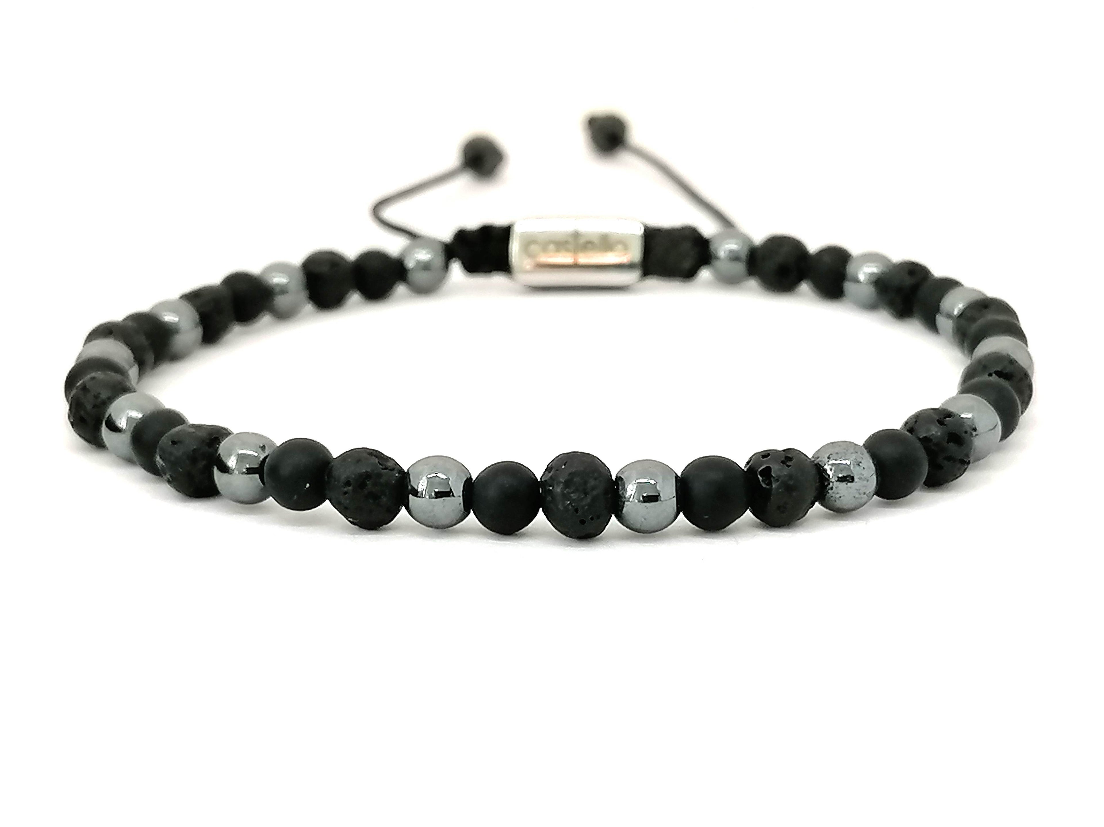 Bracelet with Onyx, Lava and Hematite stones of 4mm. | Castello Jewels