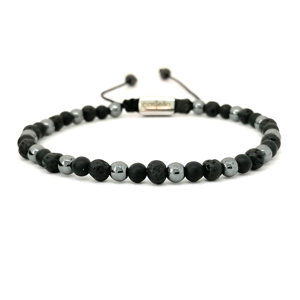 Onyx, Lava & Hematite Bracelet, 4mm | Castello Jewels