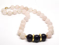 Hand Made Necklace SILVER GOLD PLATED 925 Pink Quartz Stone 12mm | Castello Jewels