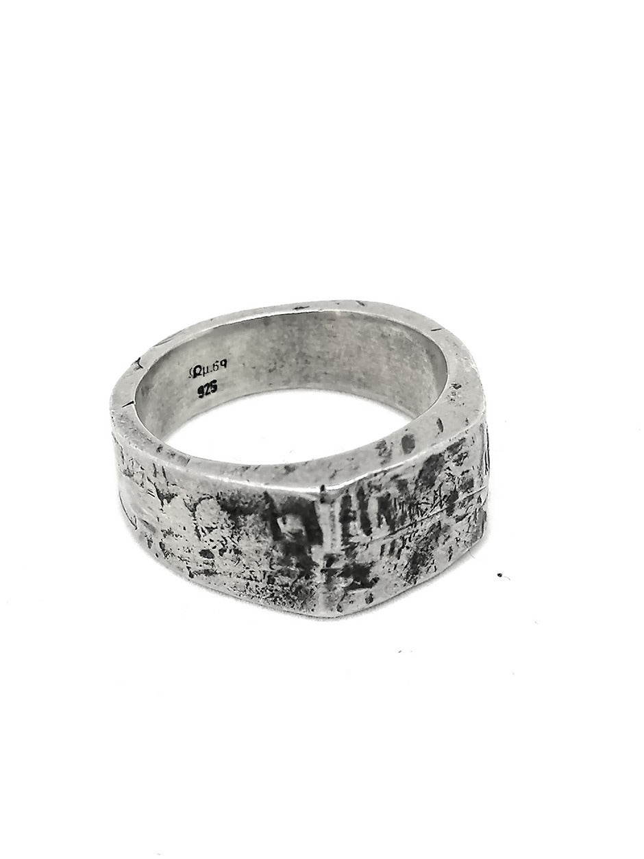 Mens Silver Ring Old Look — view 2 | Castello Jewels