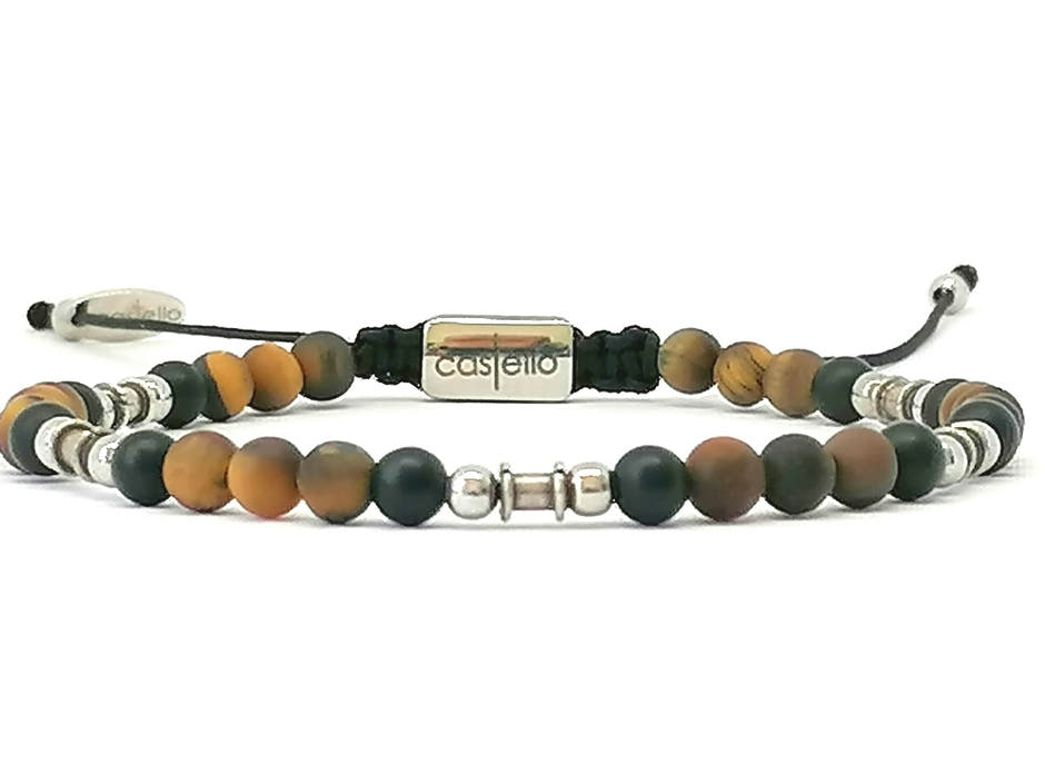 Earth Matte Onyx & Tiger's Eye Men's Bracelet, 4mm | Castello Jewels
