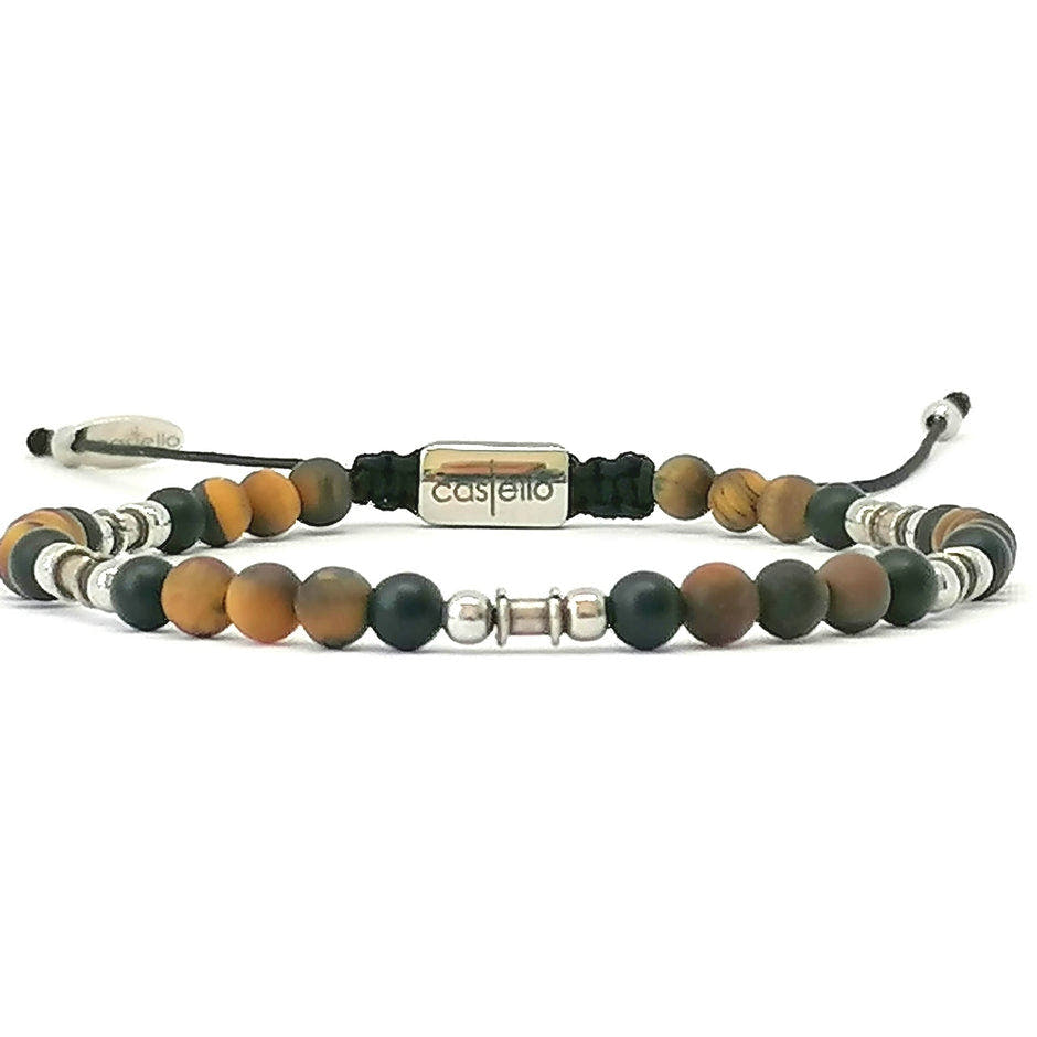 Earth Matte Onyx & Tiger's Eye Men's Bracelet, 4mm | Castello Jewels