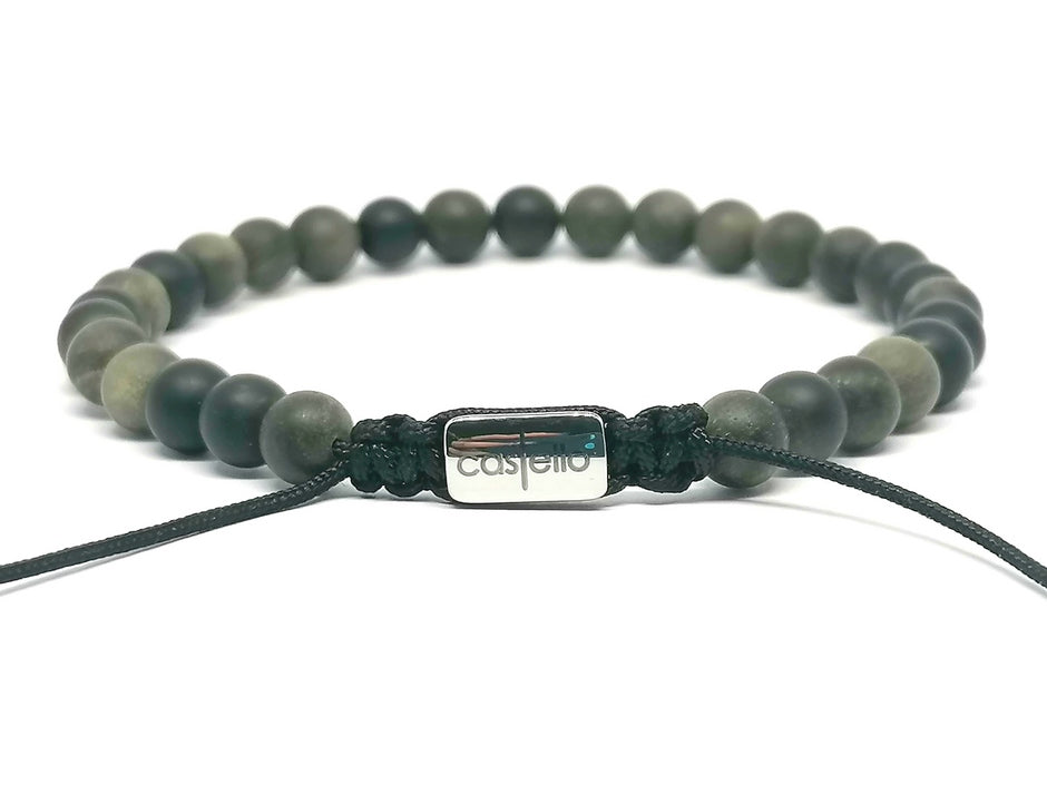 Gemstone Bracelet Obsidian stone 6mm — view 3 | Castello Jewels