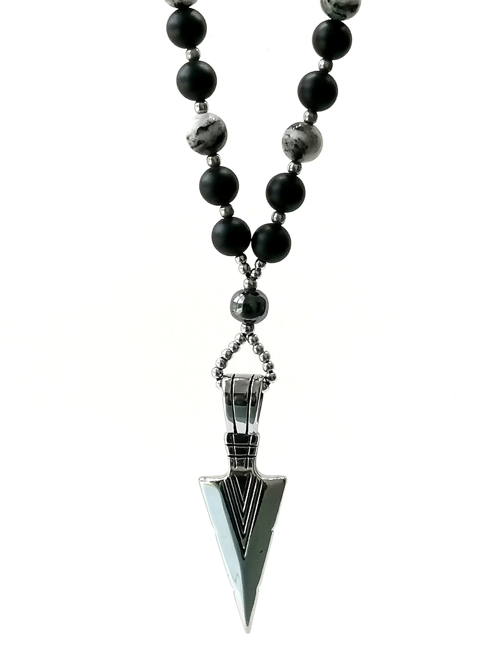Necklace, Sword Shape Stainless Steal Onyx stone — view 5 | Castello Jewels