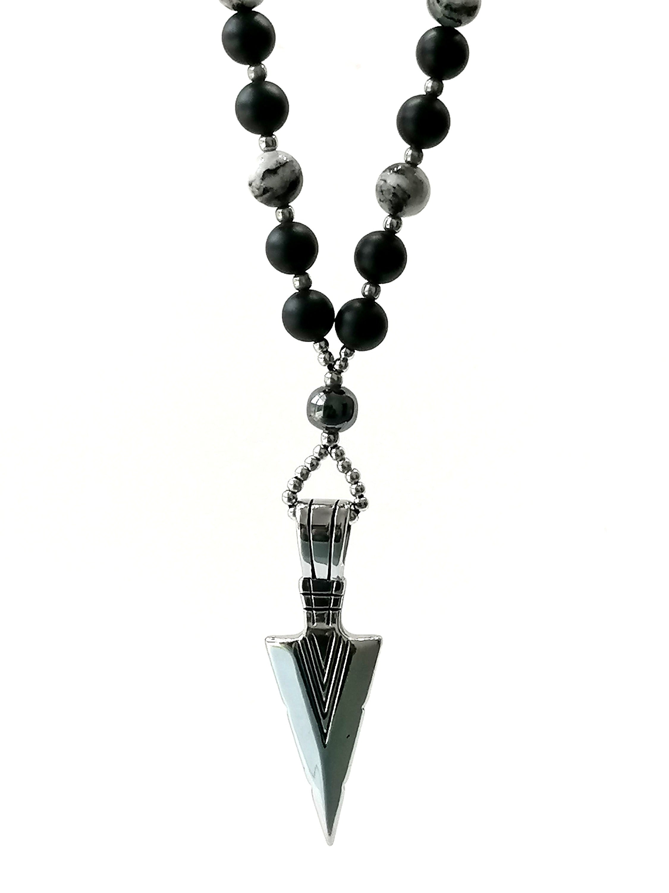 Necklace, Sword Shape Stainless Steal Onyx stone — view 5 | Castello Jewels