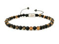 Hand Made Bracelet Onyx Polish, Tiger's Eye Mat stones of 4mm. | Castello Jewels