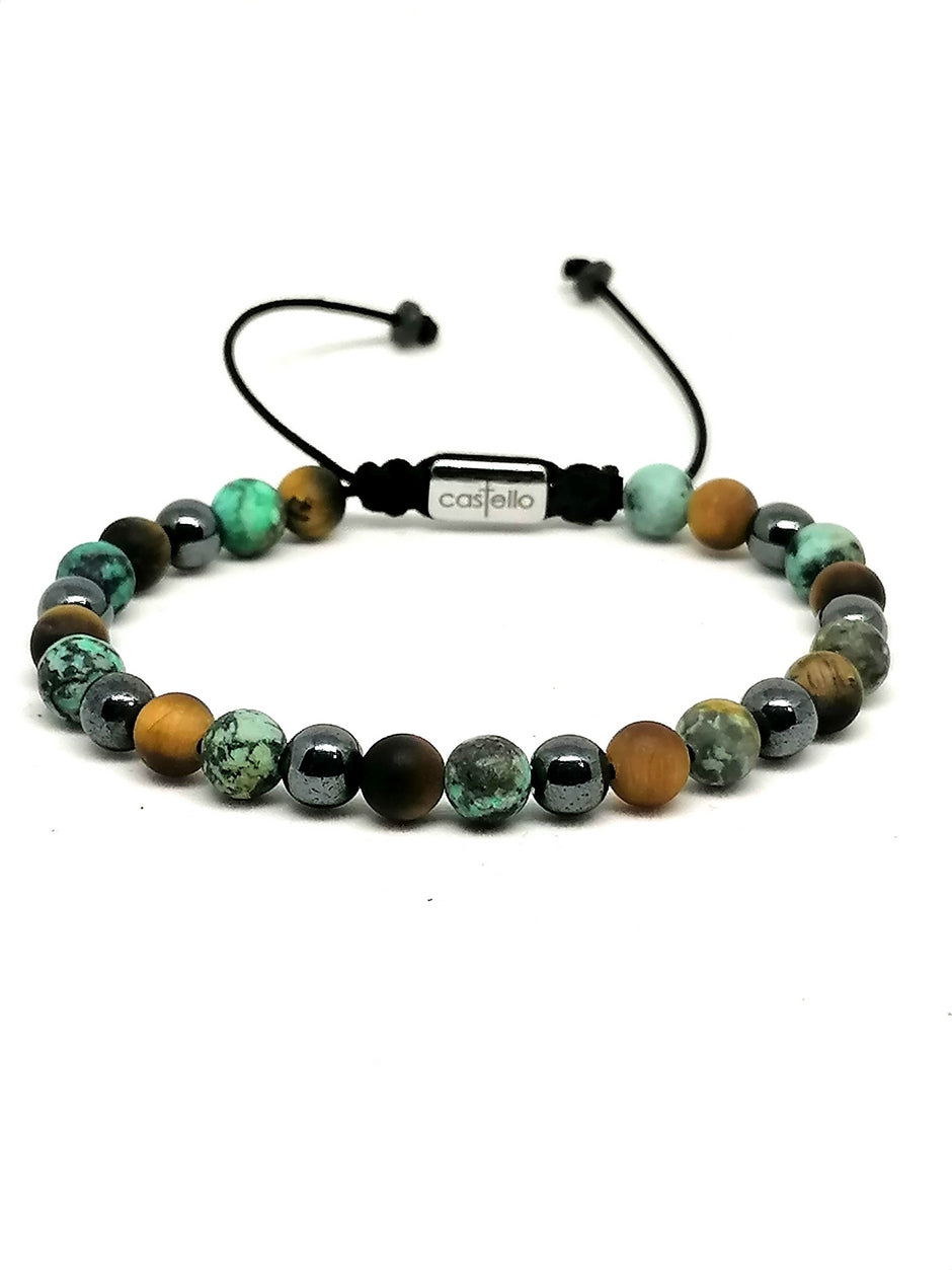 Gemstone Bracelet Tiger Eye stone, Hematite, Africa 6mm — view 2 | Castello Jewels