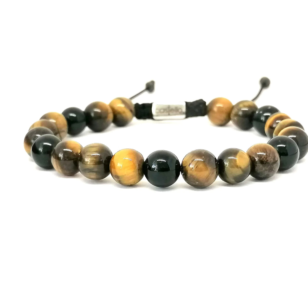 Polished Tiger's Eye & Onyx Men's Bracelet, 8mm | Castello Jewels