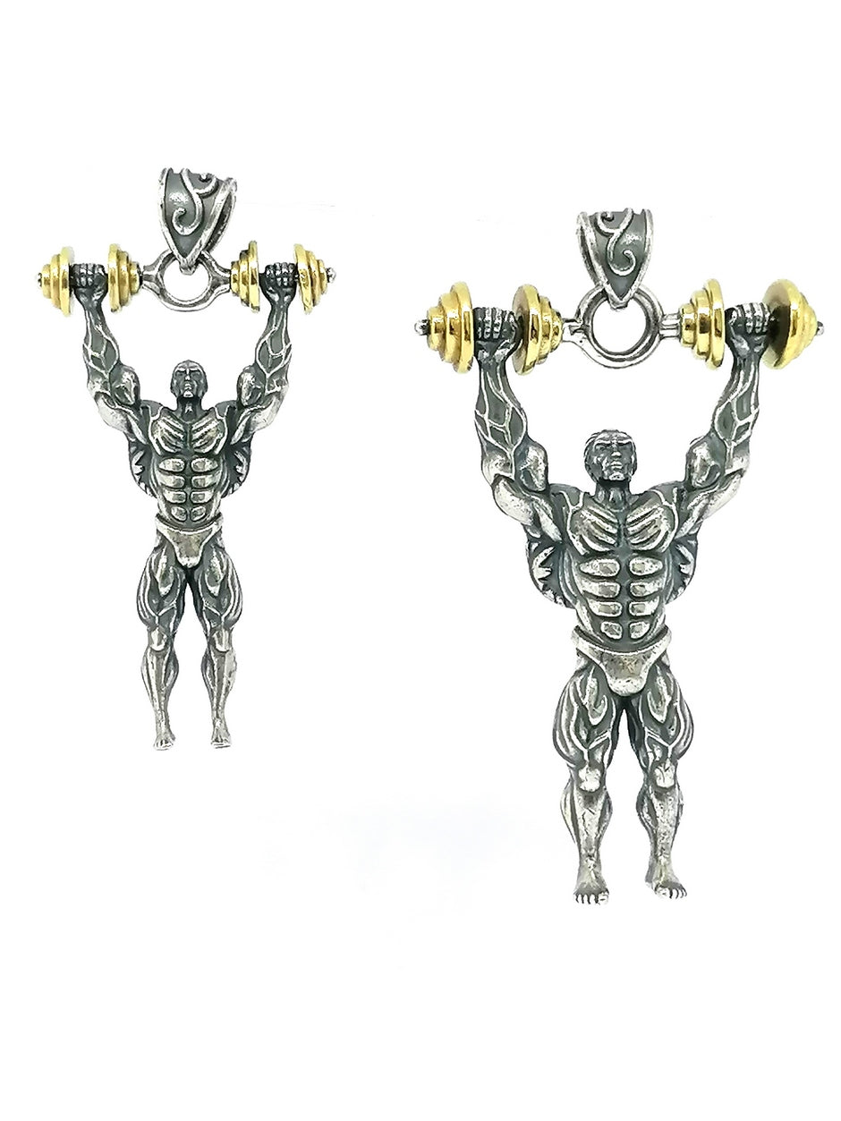 925 Sterling Silver retro fitness master pendant — view 3 | Castello Jewels