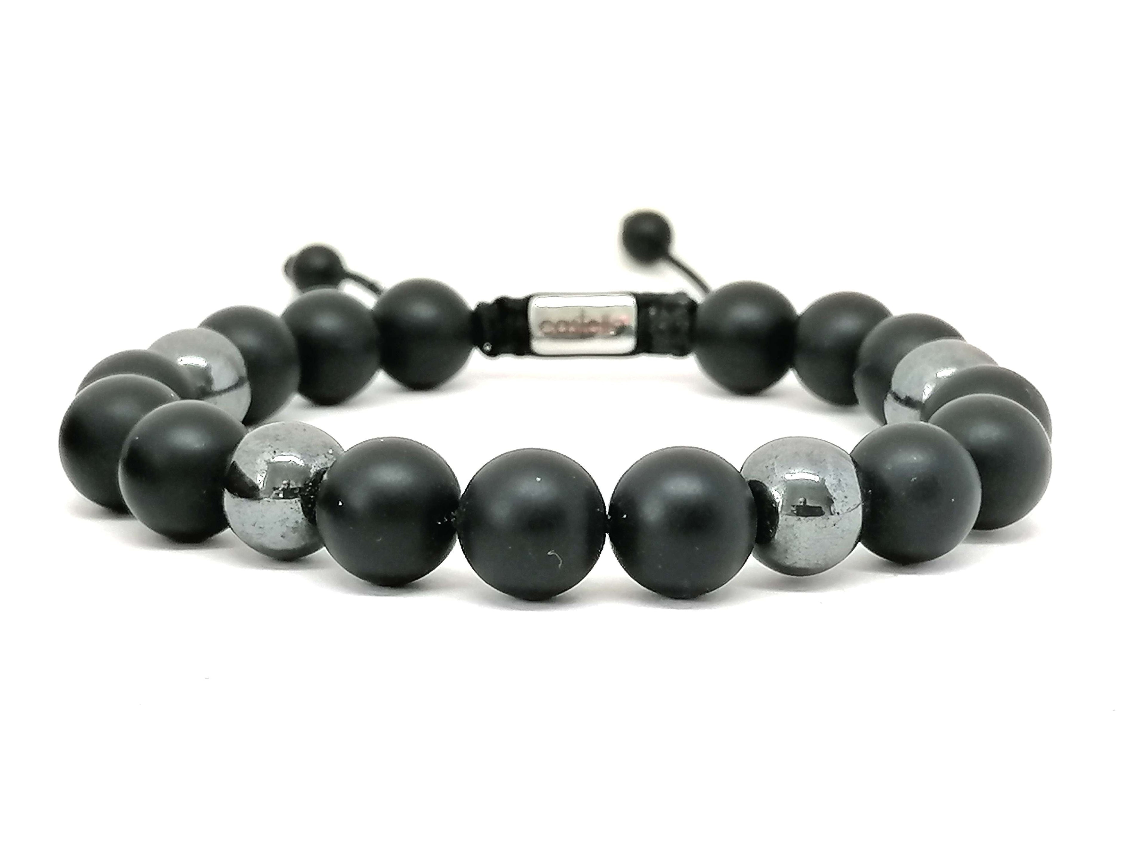 Bracelet Onyx Mat, Hematite, 10mm stone | Castello Jewels
