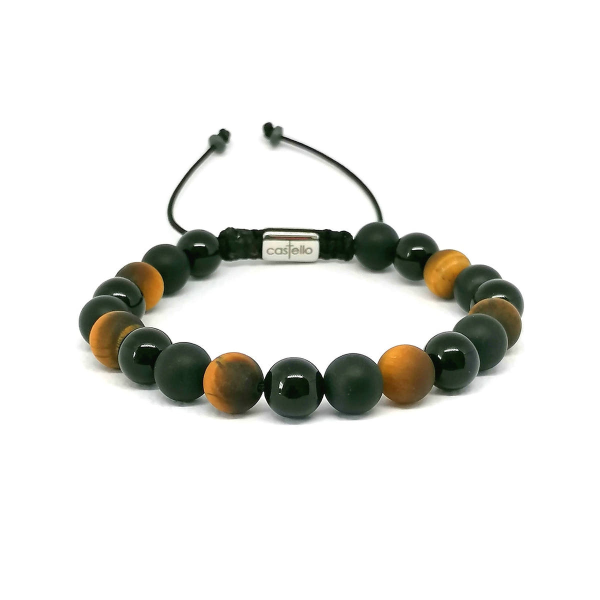 Onyx & Tiger's Eye Men's Bracelet, 8mm | Castello Jewels