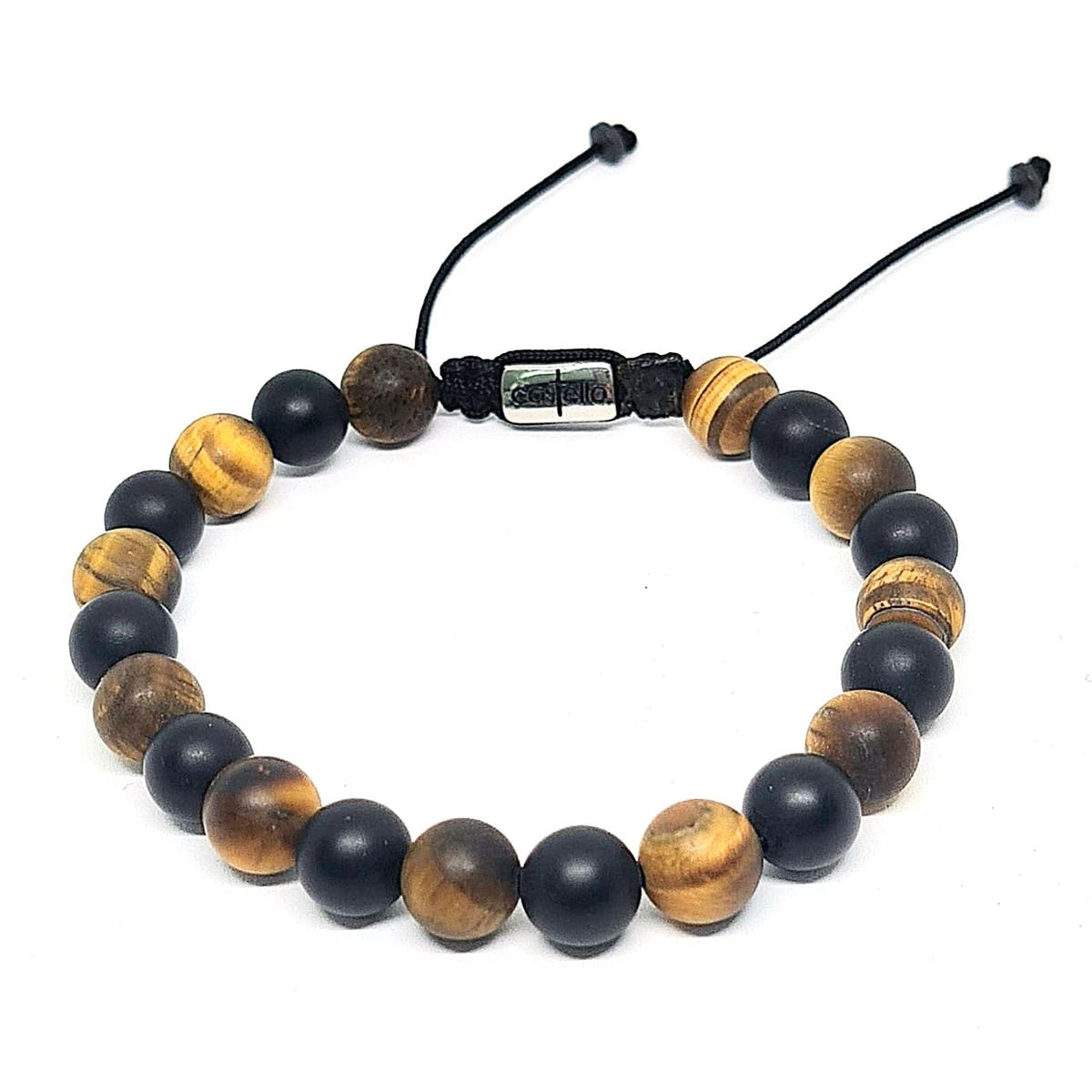 Matte Onyx & Tiger's Eye Stacking Bracelet, 8mm | Castello Jewels