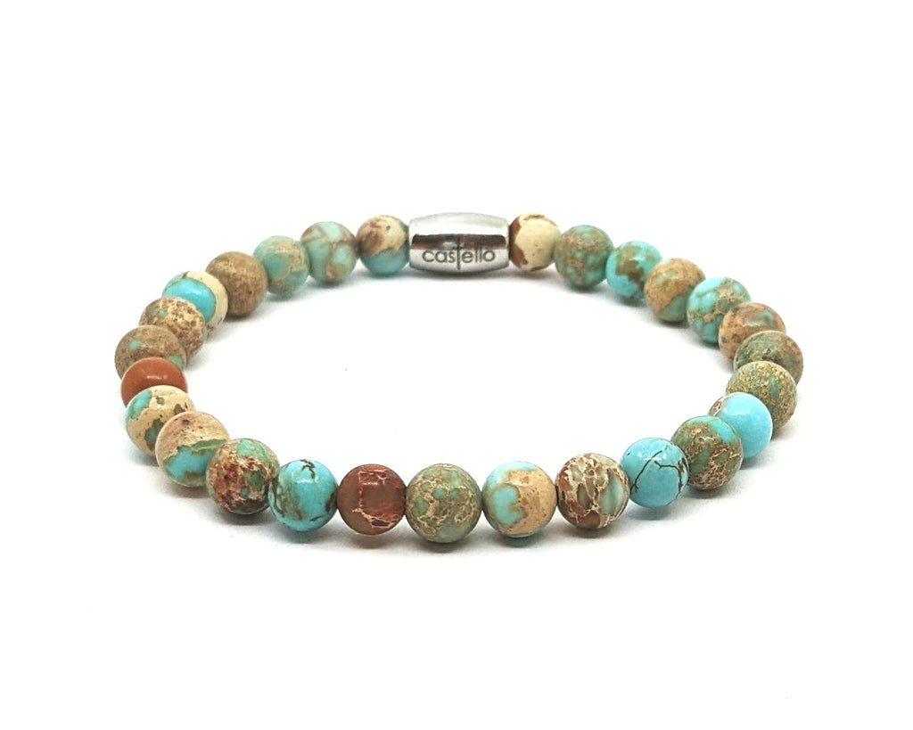 Gemstone Bracelet JasperTurquoise stone 6mm — view 2 | Castello Jewels