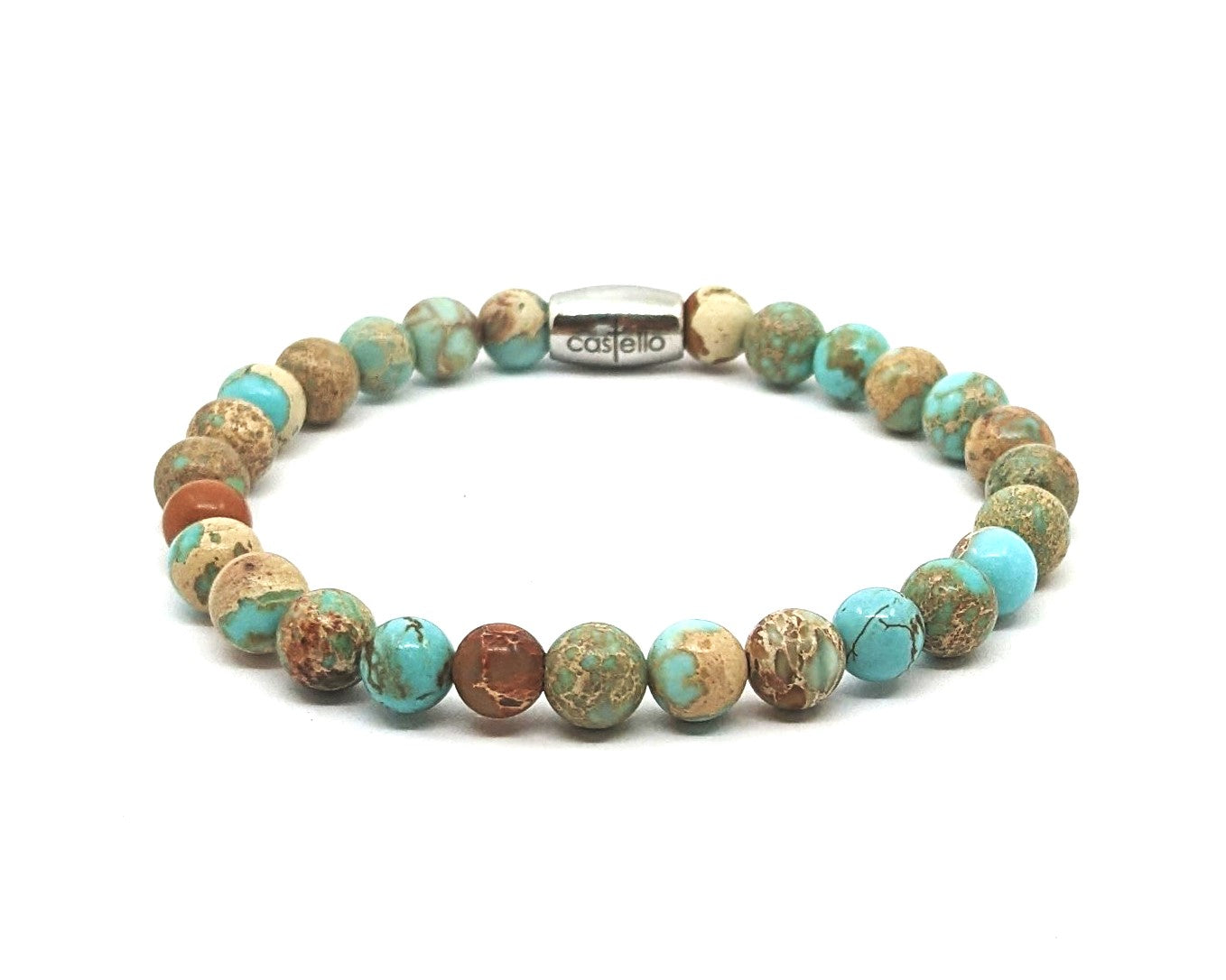 Gemstone Bracelet JasperTurquoise stone 6mm — view 2 | Castello Jewels