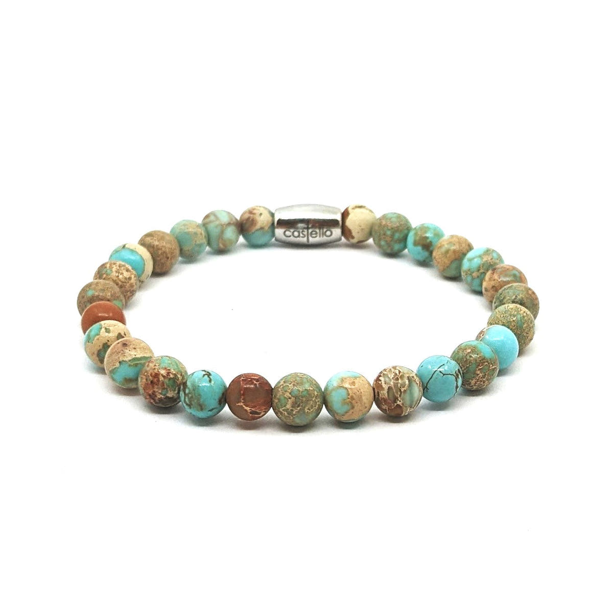 Jasper Turquoise Bracelet, view 2, 6mm | Castello Jewels