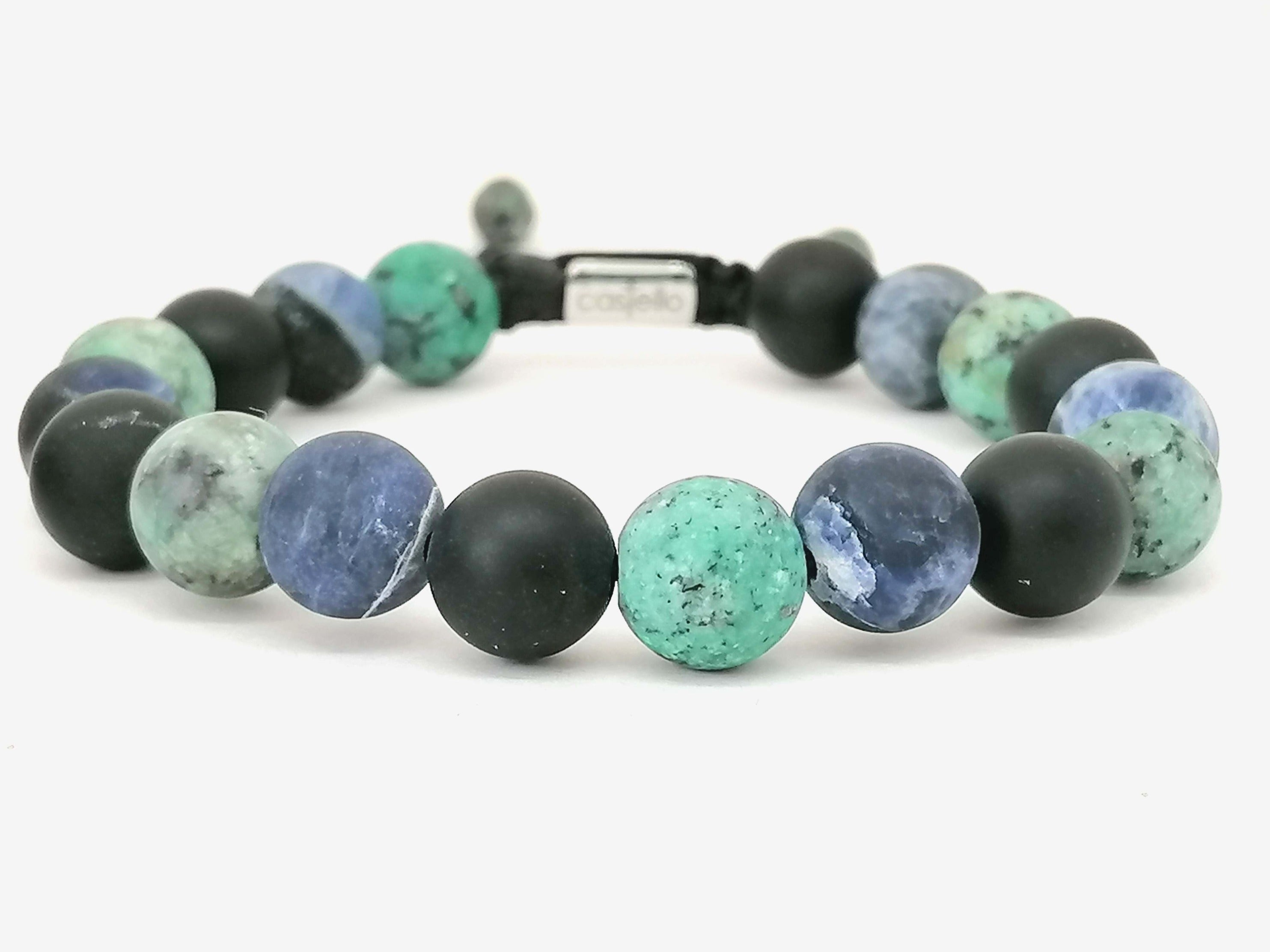 Hand Made Bracelet Africa Turquoise, Onyx Mat, Sodalite stone 10mm | Castello Jewels