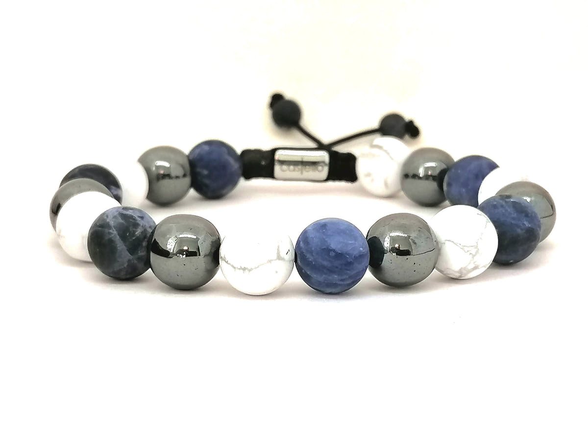 Hematite, Sodalite & Howlite Beaded Bracelet, 10mm | Castello Jewels