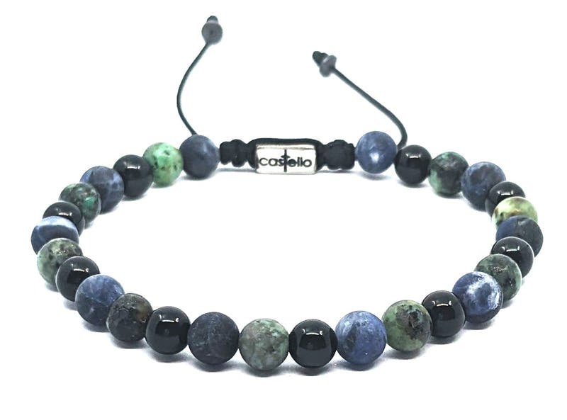 African Turquoise, Onyx & Sodalite Everyday Bracelet · 6mm
