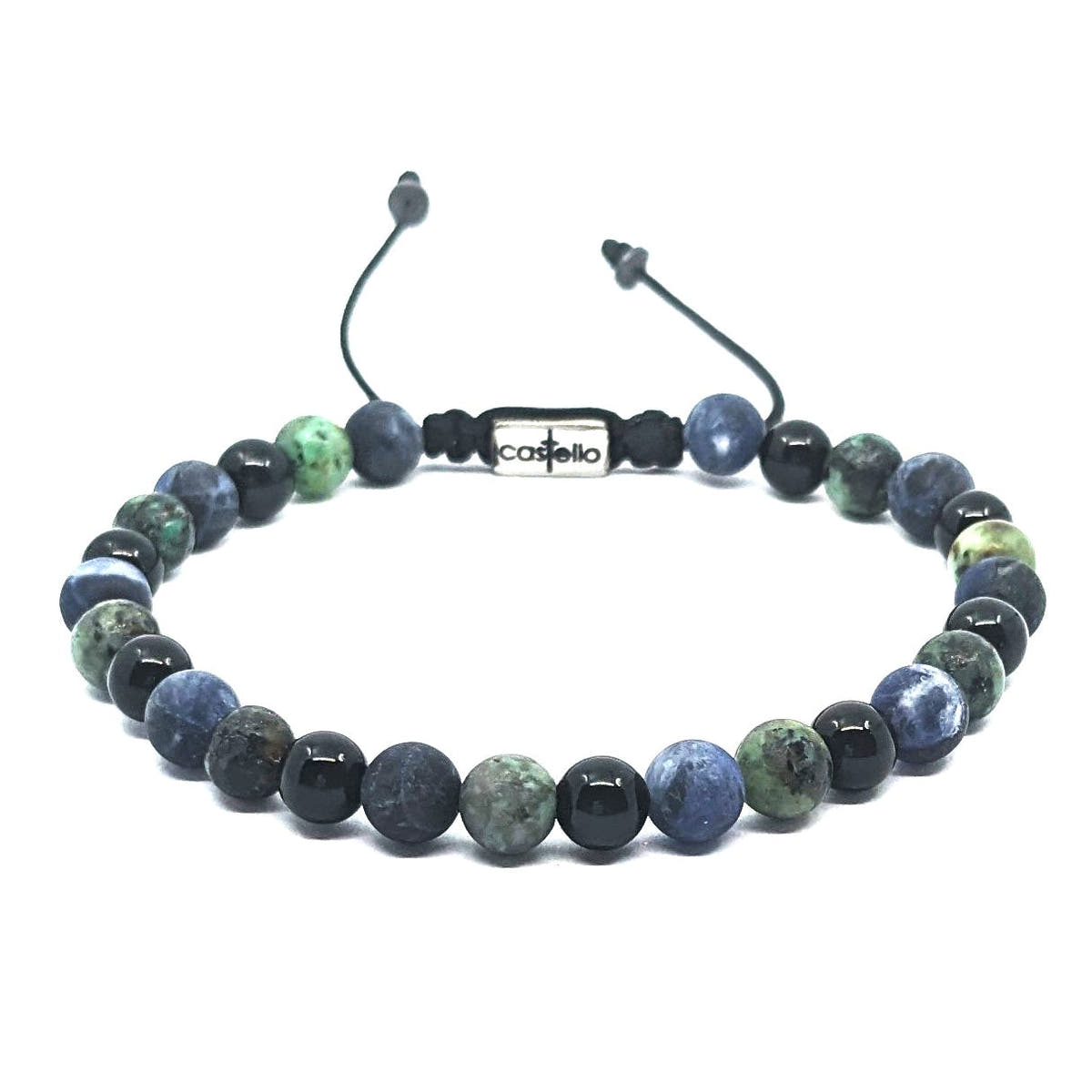 African Turquoise, Onyx & Sodalite Everyday Bracelet, 6mm | Castello Jewels