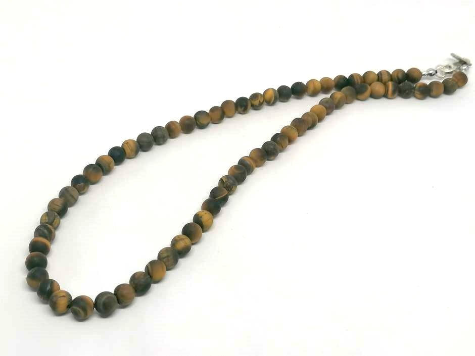 Matte Tiger's Eye Beaded Necklace, 6mm | Castello Jewels
