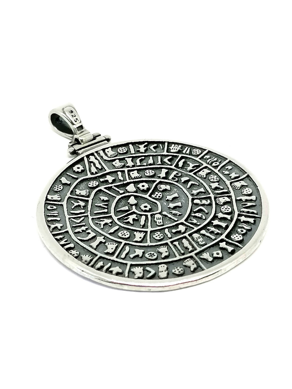 925 silver Disc of Phaistos pendant — view 2 | Castello Jewels