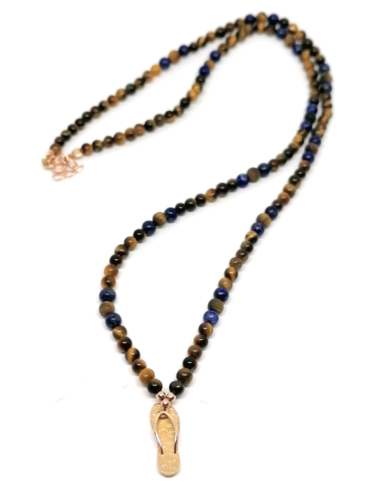 Tiger's Eye Slipper Charm Necklace, Men's, 4mm | Castello Jewels