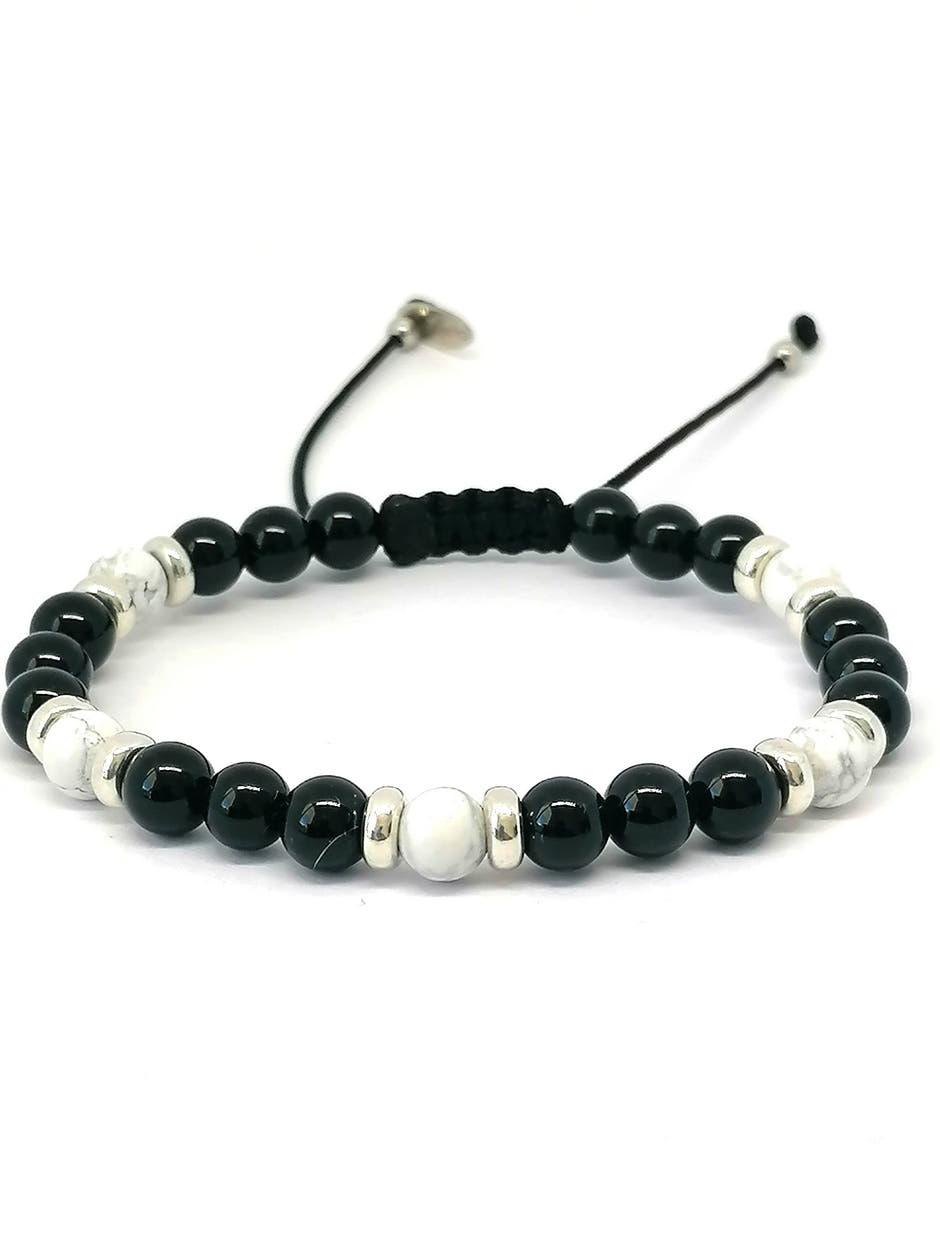 Classic Polished Onyx & Howlite, Timeless Everyday Wear, 4mm, view 3 | Castello Jewels