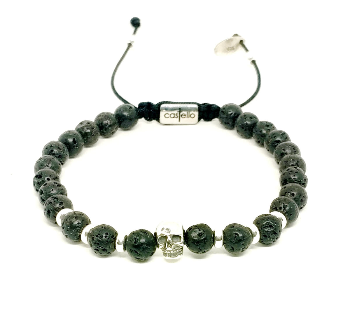 Lava Stone Bracelet, Sterling Silver, 6mm | Castello Jewels