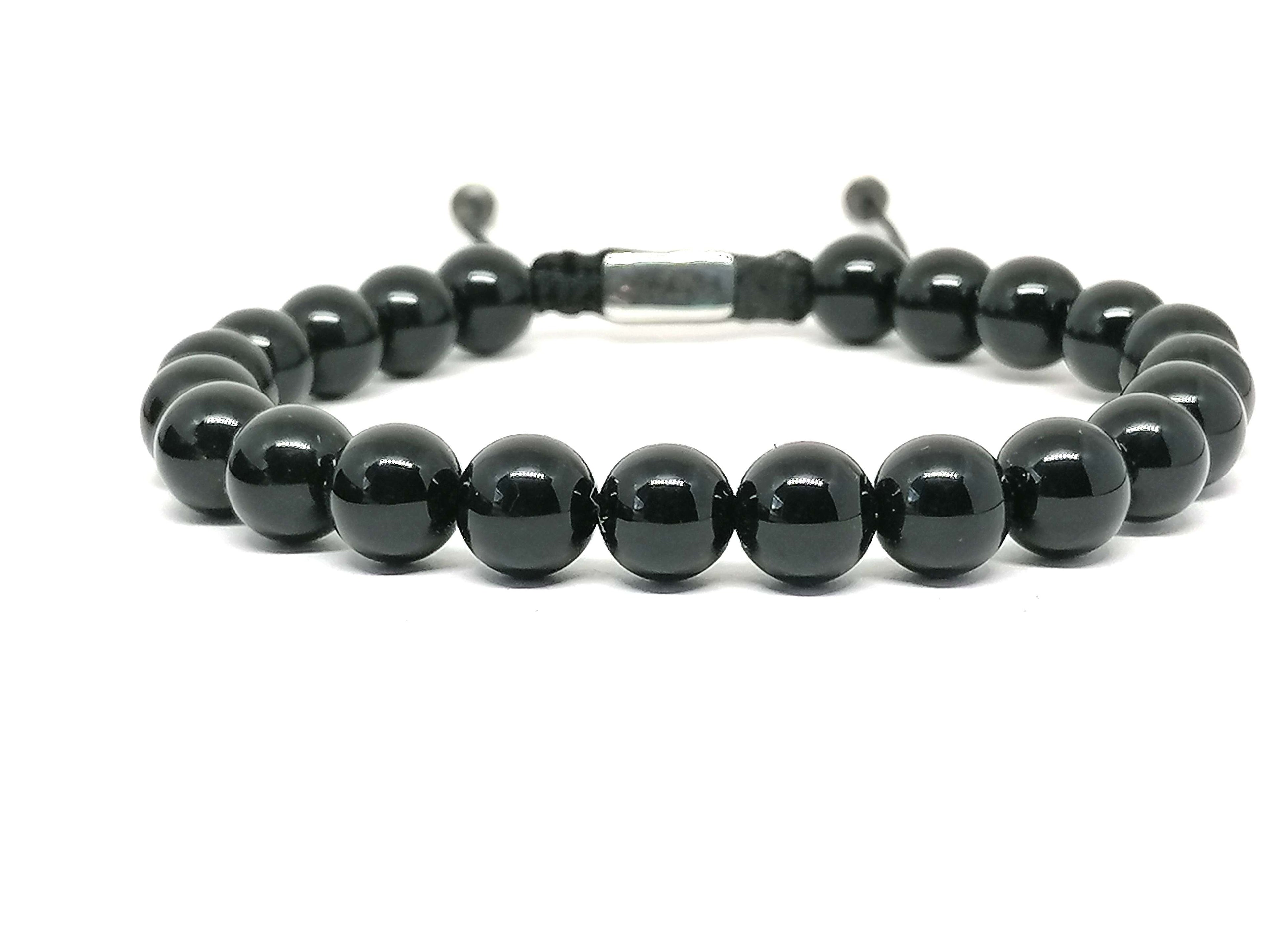 Hand Made Bracelet Onyx Polish stone 8mm | Castello Jewels
