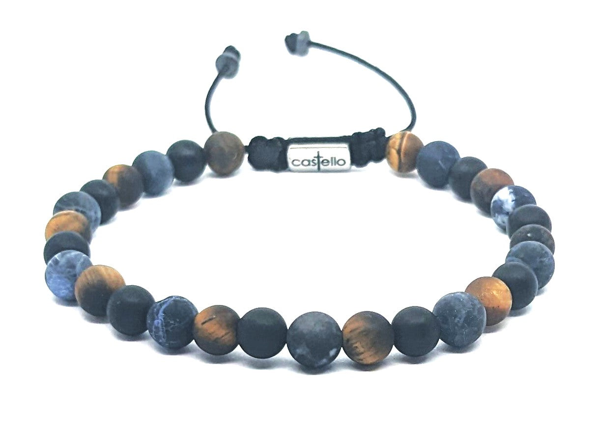Hand Made Bracelet Tiger Eye, Onyx, Sodalite stone 6mm | Castello Jewels