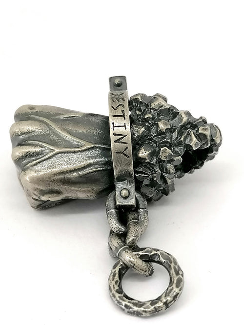 925 Sterling Silver retro Punch pendant — view 2 | Castello Jewels