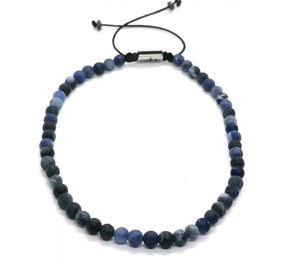 Sodalite Ankle Bracelet, Sterling Silver, 4mm | Castello Jewels