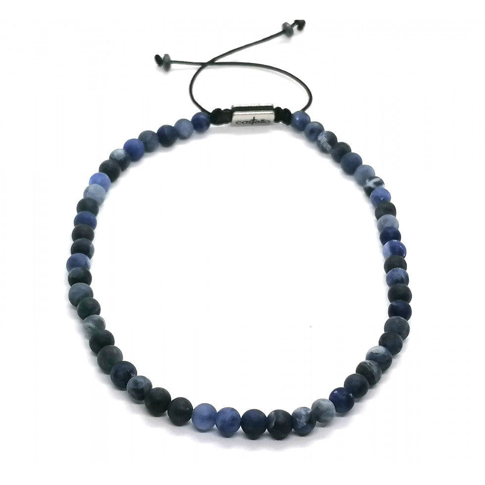Sodalite Ankle Bracelet, Sterling Silver, 4mm | Castello Jewels