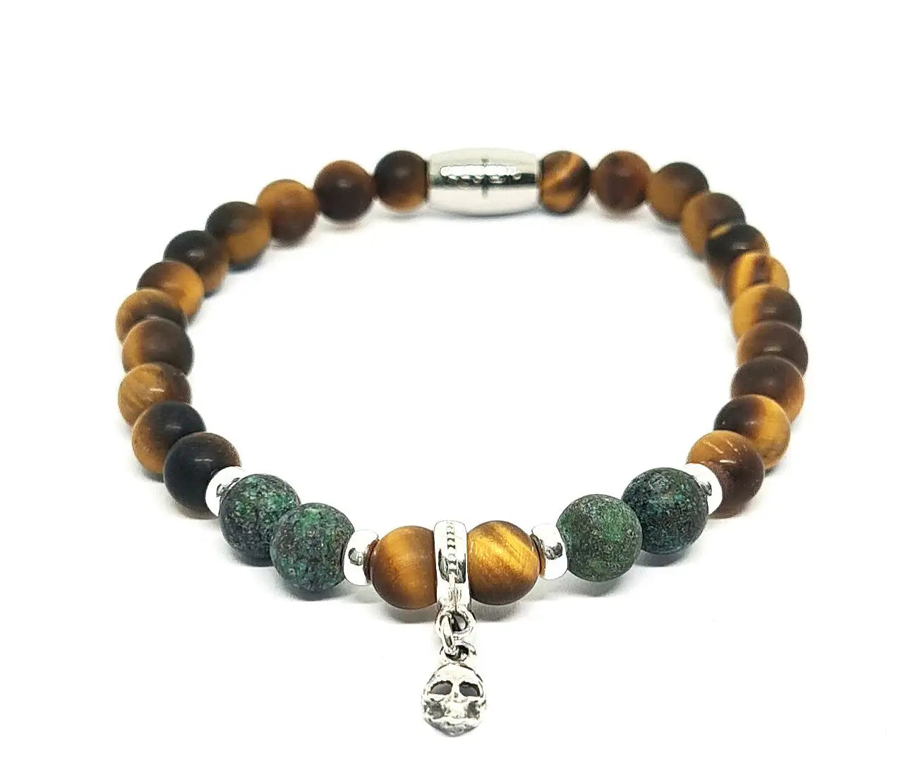 Hand Made Silver 925 Bracelet, Tigers Eye, AfricaTurquoise stone 6mm | Castello Jewels
